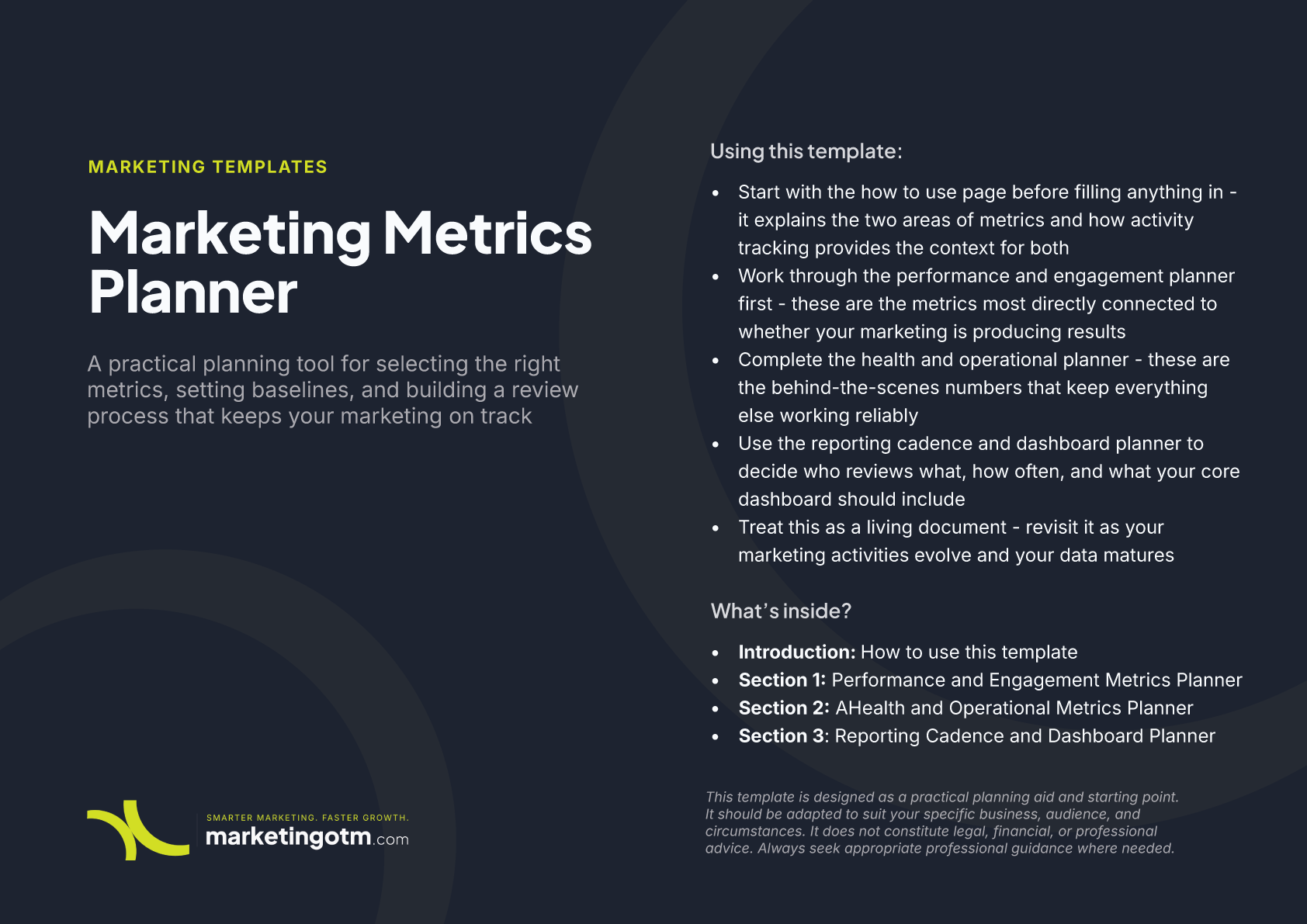 Marketing Metrics Planning Template preview